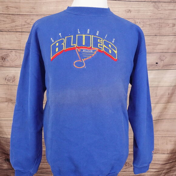 VINTAGE ST LOUIS BLUES THE GAME EMBROIDERED CREW NECK SWEATSHIRT SZ L 90s - Picture 4 of 9